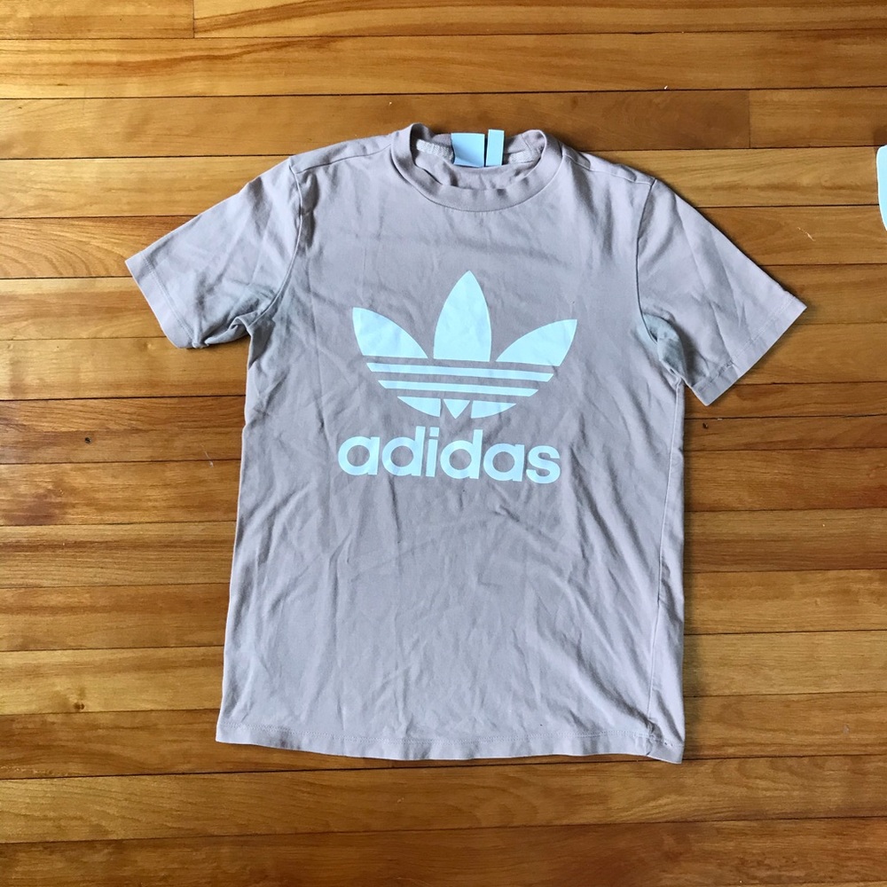 tan/pink adidas tee